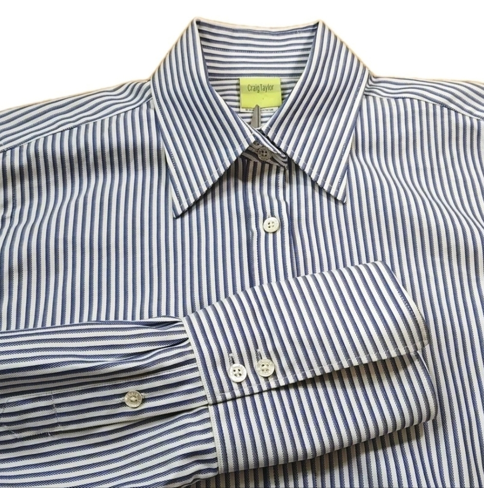 Craig Taylor Fiona Shirt XL Nautical Blue Striped L'Air De rien Old Money Preppy